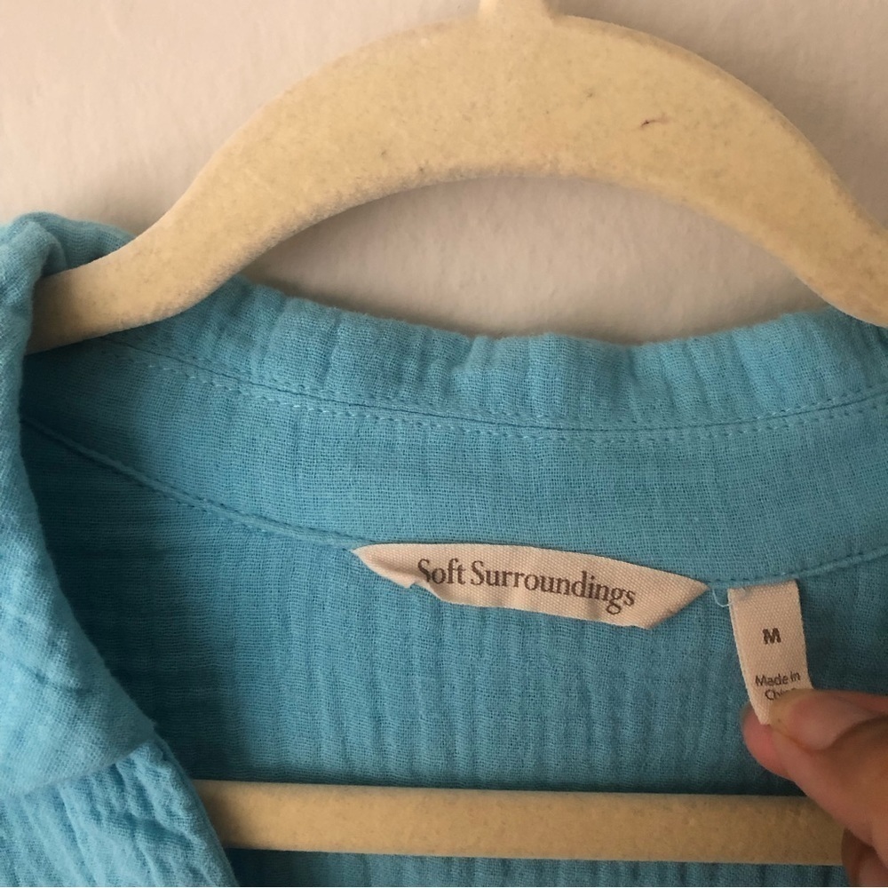 Soft Surrounding Gauze Button Down Tunic Shirt In… - image 4